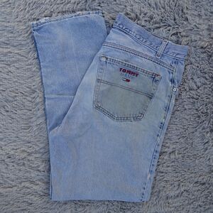 VTG Tommy Hilfiger Jeans Men 34x30.5 Blue Denim Relax Light Wash Distressed Y2K